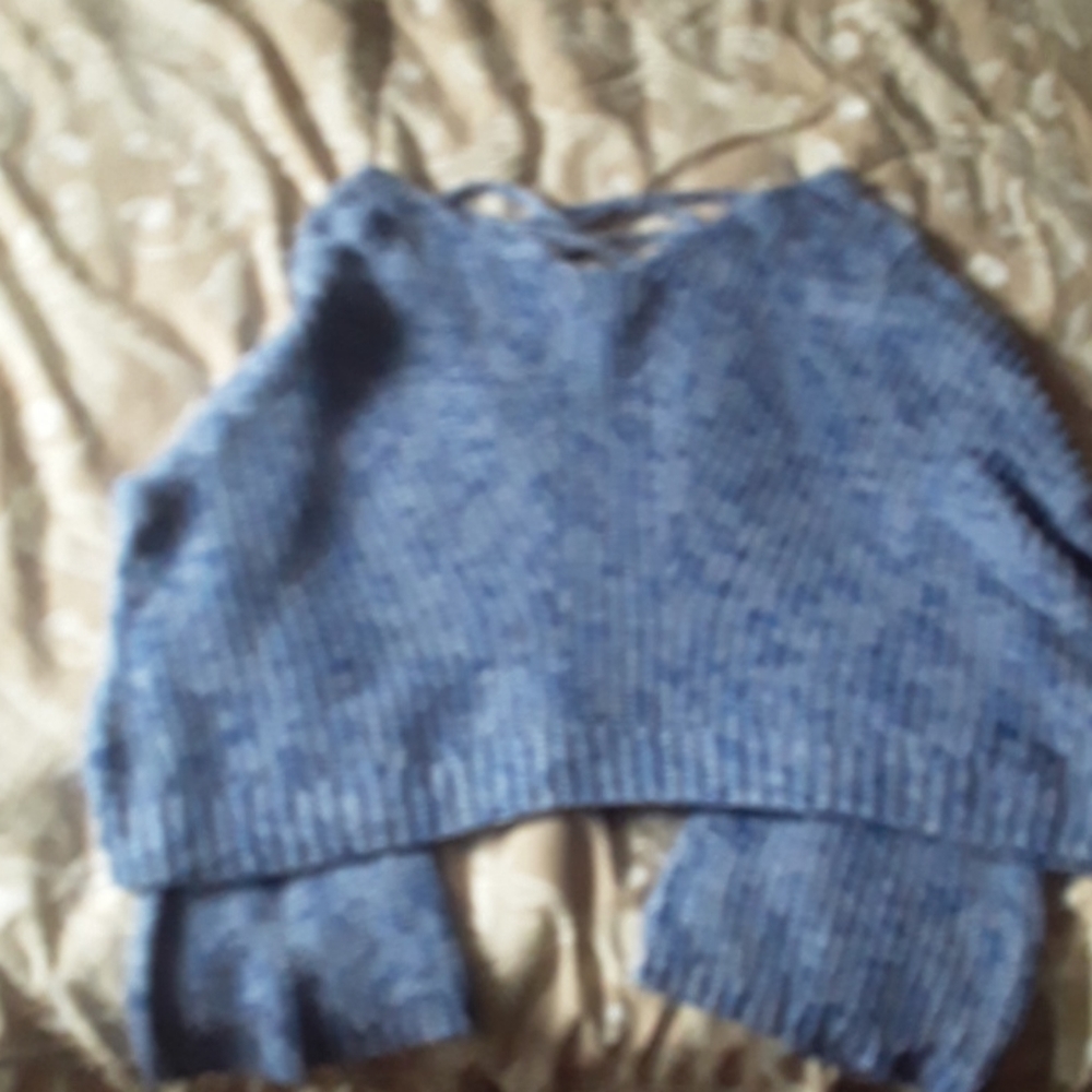Blue and white Cropped sweater